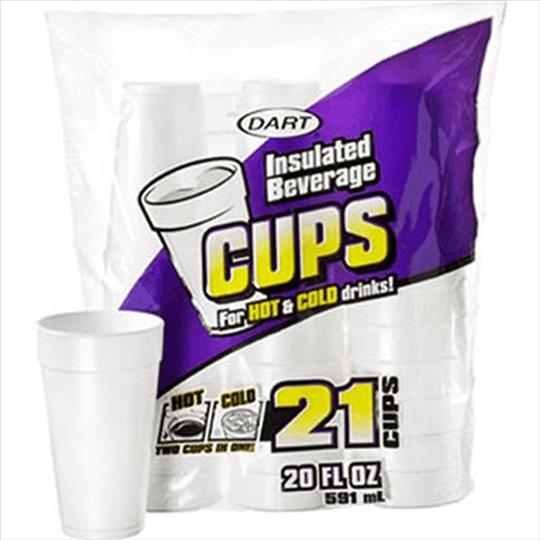 FOAM CUPS HOT/COLD 20OZ 21CT Cleaning Supplies Wholesale Distributor in Montreal Quebec