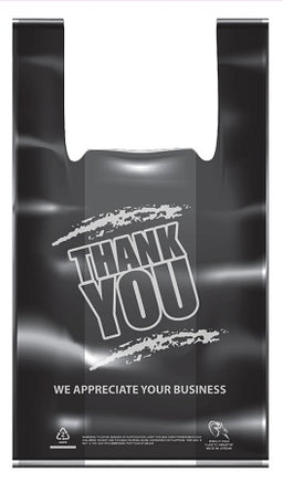 T-SHIRT CARRY-OUT BAGS *BLACK* Convenience and Grocery Store Supplies Wholesale Distributor in Montreal Quebec
