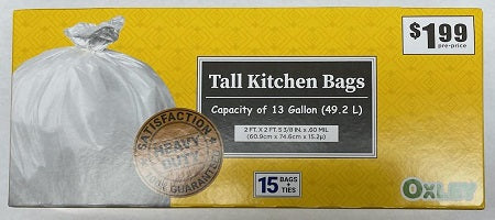 OXLEY HEAVY DUTY 13GAL KITCHEN BAG Household Products Wholesale Distributor in Montreal Quebec