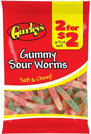 GURLEY'S 2/$2 GUMMY SOUR WORMS Candy Convenience and Grocery Wholesale Distributor in Montreal Quebec
