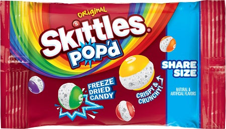Skittles Pop'd Original 1.78 oz pouch, freeze-dried candy format