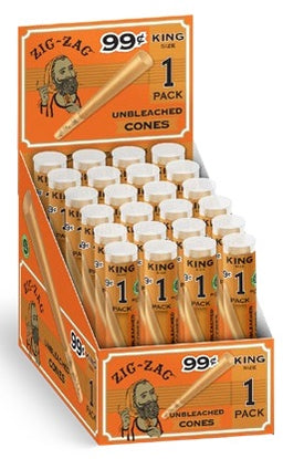 ZIG ZAG (CONES) $.99 KING UNBLEACHED Smoker Accessories Wholesale Distributor in Montreal Quebec