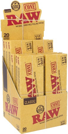 RAW CONES (20CT) 1 1/4 Smoker Accessories Wholesale Distributor in Montreal Quebec