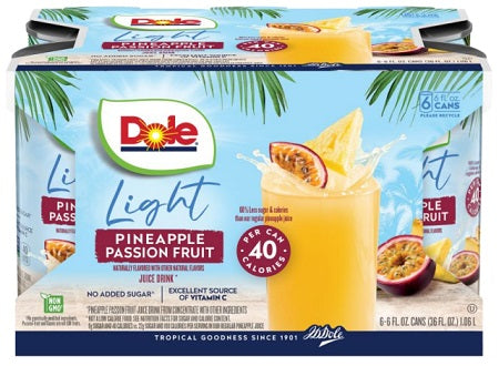 DOLE LIGHT PINEAPPLE PASSION FRUIT JUICE (6OZ) 170 g (Box of 48 Units)