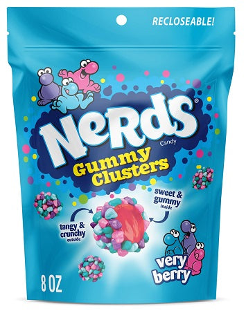 Nerds Gummy Cluster Very Berry 8 oz box, case of 6 units