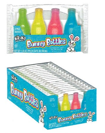 Nik-L-Nip Bunny Bottles 4-pack wax candy bottles with liquid inside