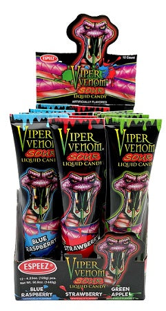 Viper Venom Sour Liquid Candy display box with 12 individual packets