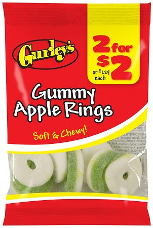 GURLEY'S 2/$2 GUMMY APPLE RINGS Candy Convenience and Grocery Wholesale Distributor in Montreal Quebec