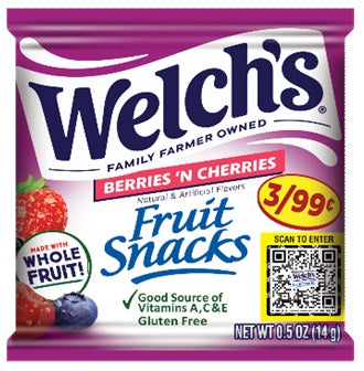 WELCHS 3/.99 BERRIES 'N CHERRIES Convenience and Grocery Snacks Wholesale Distributor in Montreal Quebec