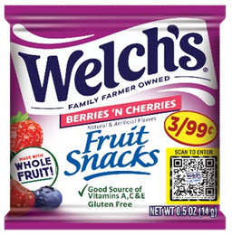 WELCHS 3/.99 BERRIES 'N CHERRIES Convenience and Grocery Snacks Wholesale Distributor in Montreal Quebec