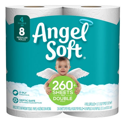 Angel Soft 4-roll double bath tissue box, 12-box case
