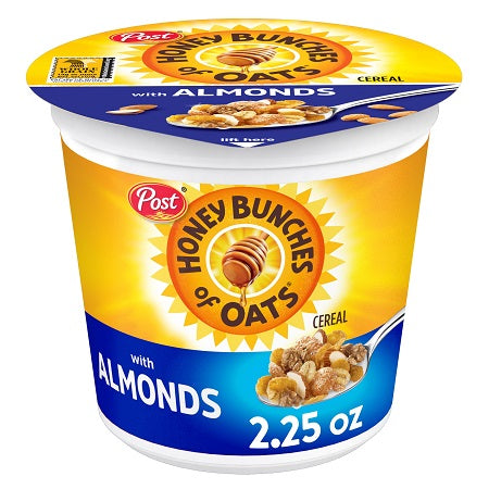 Honey Bunches of Oats Almond cereal in 2.25 oz individual serving cup