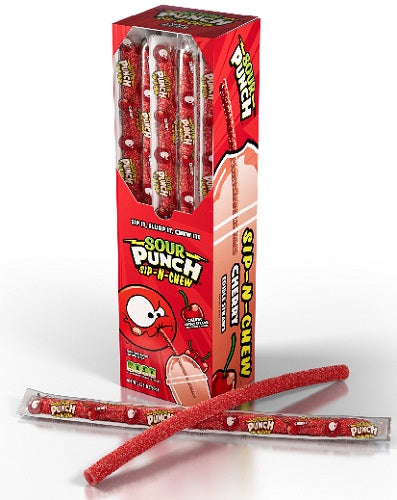SOUR PUNCH SIP-N-CHEW STRAWS CHERRY Convenience and Grocery Store Supplies Wholesale Distributor in Montreal Quebec