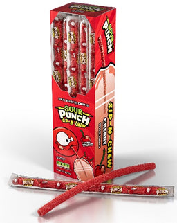 SOUR PUNCH SIP-N-CHEW STRAWS CHERRY Convenience and Grocery Store Supplies Wholesale Distributor in Montreal Quebec