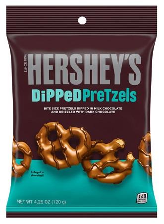 HERSHEY'S DIPPED PRETZELS MILK CHOC. Convenience and Grocery Snacks Wholesale Distributor in Montreal Quebec
