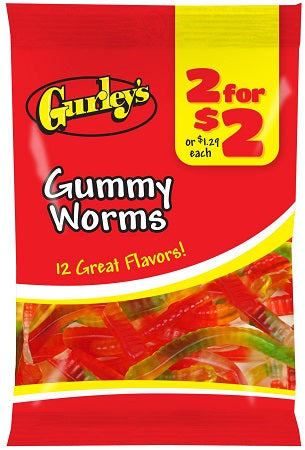 GURLEY'S 2/$2 GUMMY WORMS Candy Convenience and Grocery Wholesale Distributor in Montreal Quebec