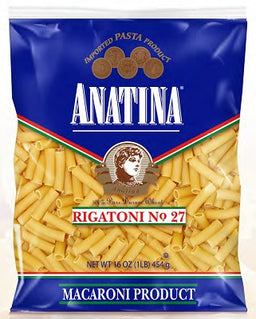 Anatina Pasta Rigatoni 16 oz. box, case of 20 units
