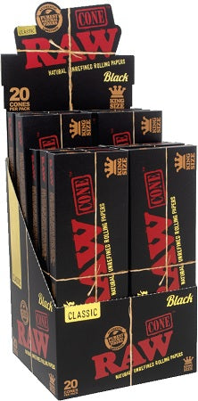 RAW CONES (20CT BLACK) KING SIZE Smoker Accessories Wholesale Distributor in Montreal Quebec