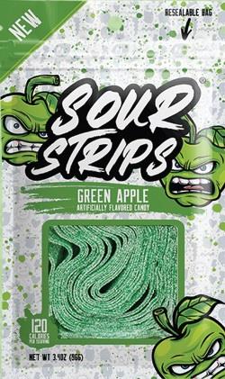 SOUR STRIPS PEG BAG GREEN APPLE Candy Convenience and Grocery Wholesale Distributor in Montreal Quebec