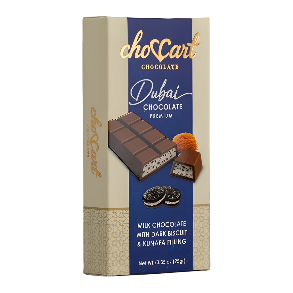ChocCart Dubai 95g dark chocolate biscuit bar with Oreo pieces, single unit