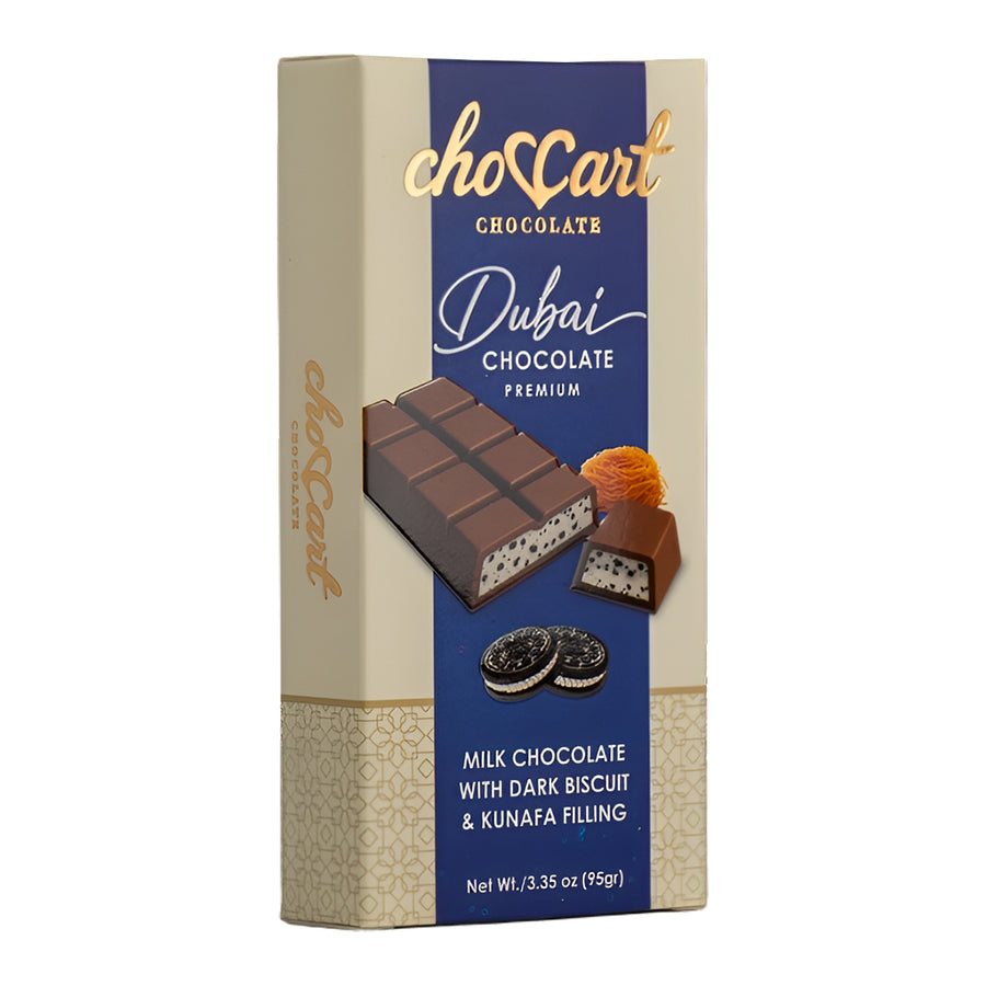 ChocCart Dubai 95g dark chocolate biscuit bar with Oreo pieces, single unit