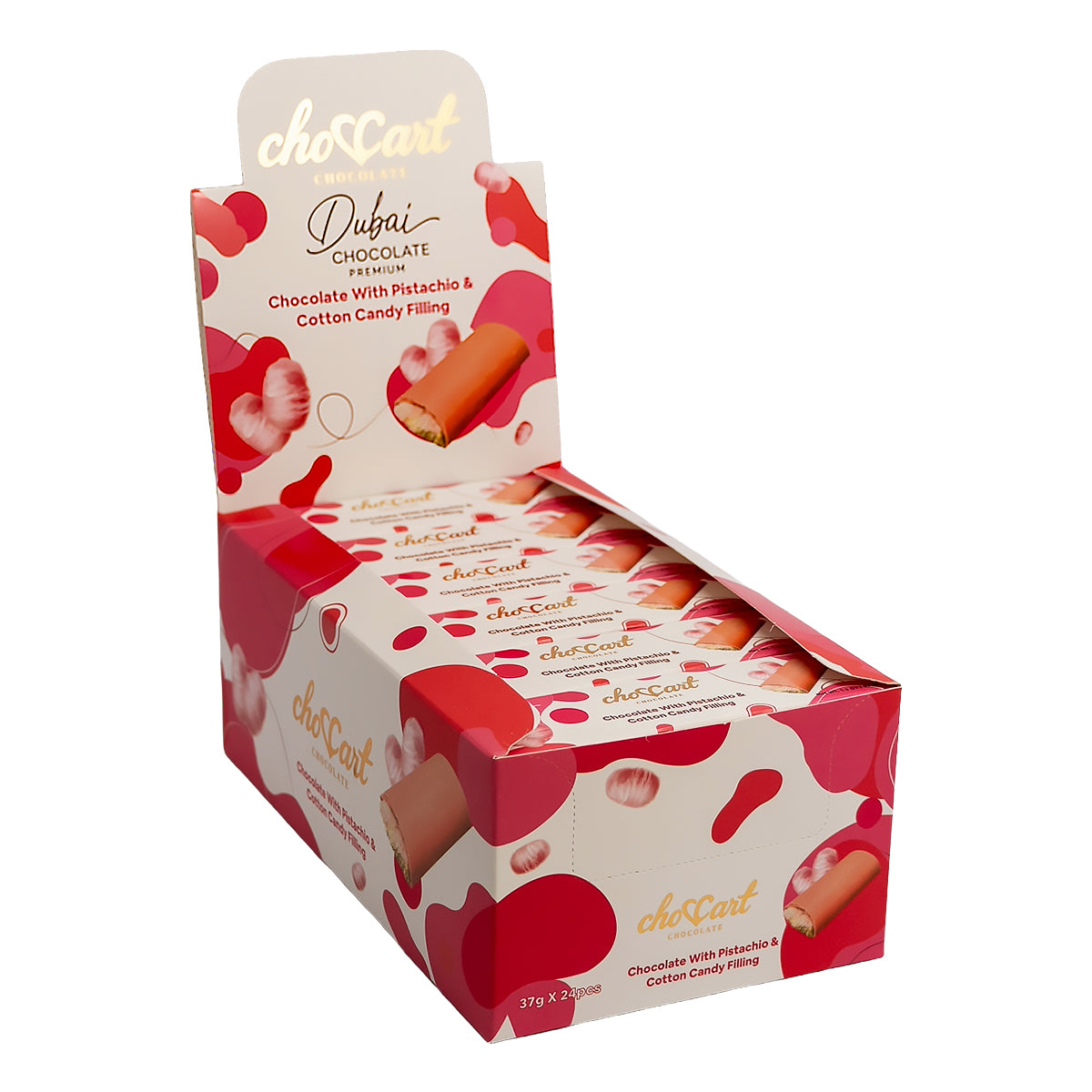 ChocCart Dubai 37g cotton candy chocolate bar in individual wrapper