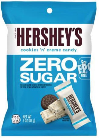 HERSHEY'COOKIES 'N' CREME ZERO SUGAR 3OZ PEG 85 g (Box of 12 Units)