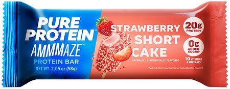Pure Protein Ammmaze Strawberry Shortcake nutrition bar, 2.05 oz wrapper