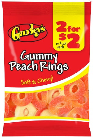 GURLEY'S 2/$2 GUMMY PEACH RINGS Candy Convenience and Grocery Wholesale Distributor in Montreal Quebec