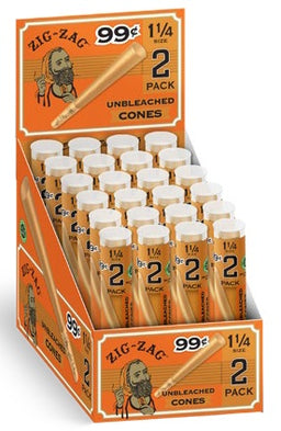 ZIG ZAG (CONES) $.99 1 1/4 UNBLEACHED Smoker Accessories Wholesale Distributor in Montreal Quebec