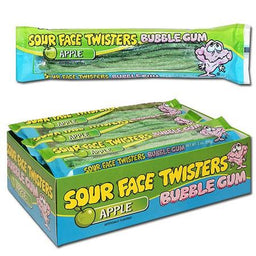 FACE TWISTERS SOUR BUBB.GUM GREEN APPLE Candy Convenience and Grocery Wholesale Distributor in Montreal Quebec