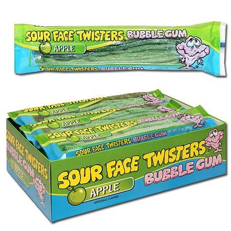 FACE TWISTERS SOUR BUBB.GUM GREEN APPLE Candy Convenience and Grocery Wholesale Distributor in Montreal Quebec