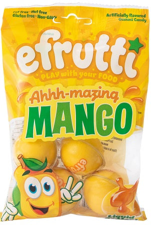 E.FRUTTI 3D Fruit Ahhh-Mazing Mango gummy candy, 2.6 oz peg bag