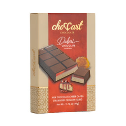 ChocCart Dubai Bar 50g strawberry cheesecake chocolate bar, individually wrapped