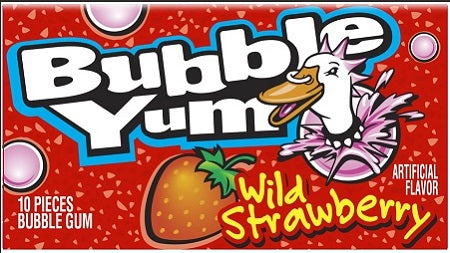 Bubble Yum Wild Strawberry gum, 10-piece pack box