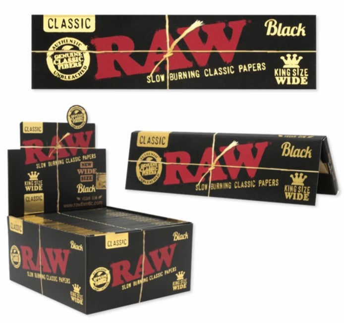 RAW  PAPER BLACK KING SIZE WIDE Smoker Accessories Wholesale Distributor in Montreal Quebec