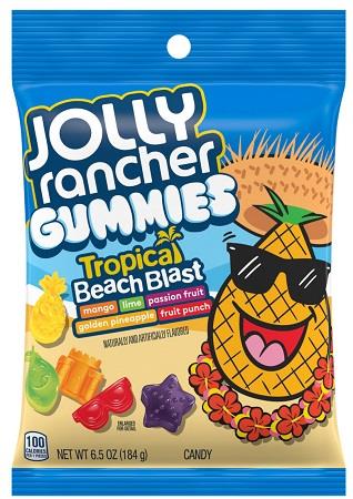 Jollof Ranch tropical beach pegged gummies, 6.5 oz pack