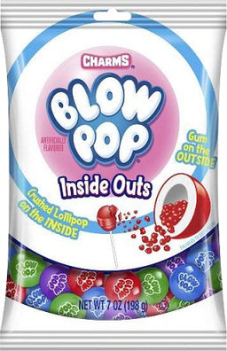 Charms Blow Pop Inside Outs 7oz peg bag candy display packaging