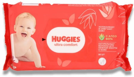 Huggies Ultra Comfort wipes box, 56-count package