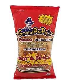 Grandpapa's Pork Rinds Hot & Spicy 2 oz box, case of 18 units