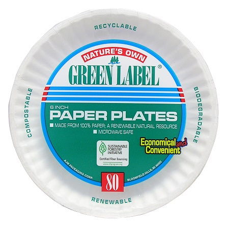 PAPER PLATES   6.INCH** GREEN LABEL Cleaning Supplies Wholesale Distributor in Montreal Quebec