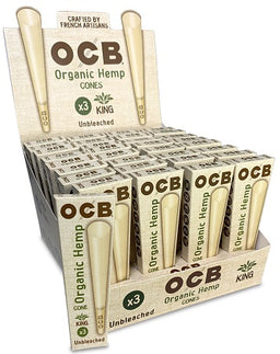 OCB CONE ORGANIC HEMP KING 3PK Smoker Accessories Wholesale Distributor in Montreal Quebec