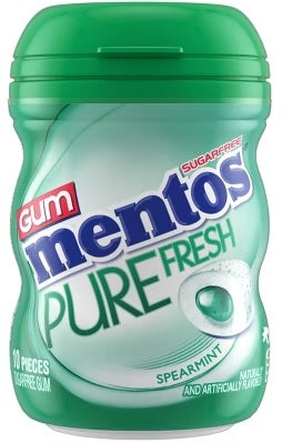 Mentos Pure Fresh Spearmint gum, 10-piece pack box
