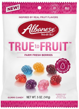 Albanese True to Fruit Farm Fresh Berries 5 oz peg bag, case of 12 units