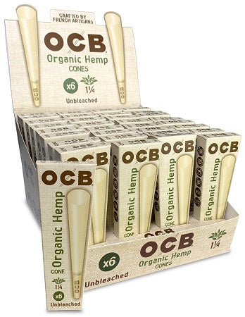 OCB CONE ORGANIC HEMP 1 1/4 6PK Smoker Accessories Wholesale Distributor in Montreal Quebec
