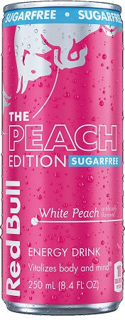 Red Bull 8.4 oz sugar-free white peach energy drink can