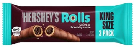 Hershey Rolls Wafers in Chocolate Creme, king-size 2.5 oz roll