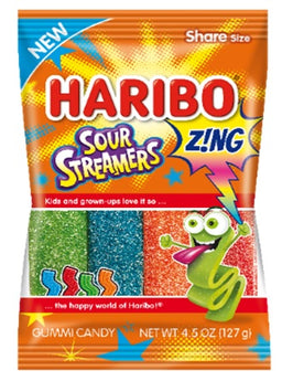 HARIBO 4.5OZ Z!NG SOUR STREAMERS Candy Convenience and Grocery Wholesale Distributor in Montreal Quebec