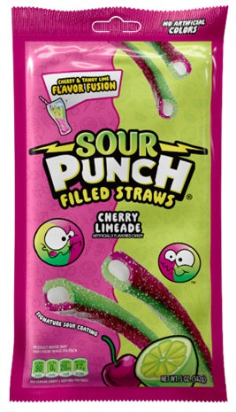 SOUR PUNCH FILLED STRAWS CHERRY LIME Candy Convenience and Grocery Wholesale Distributor in Montreal Quebec