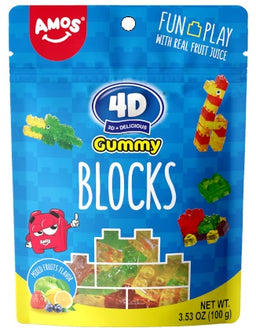 4D GUMMY BLOCKS 3.53OZ PEG BAG Candy Convenience and Grocery Wholesale Distributor in Montreal Quebec